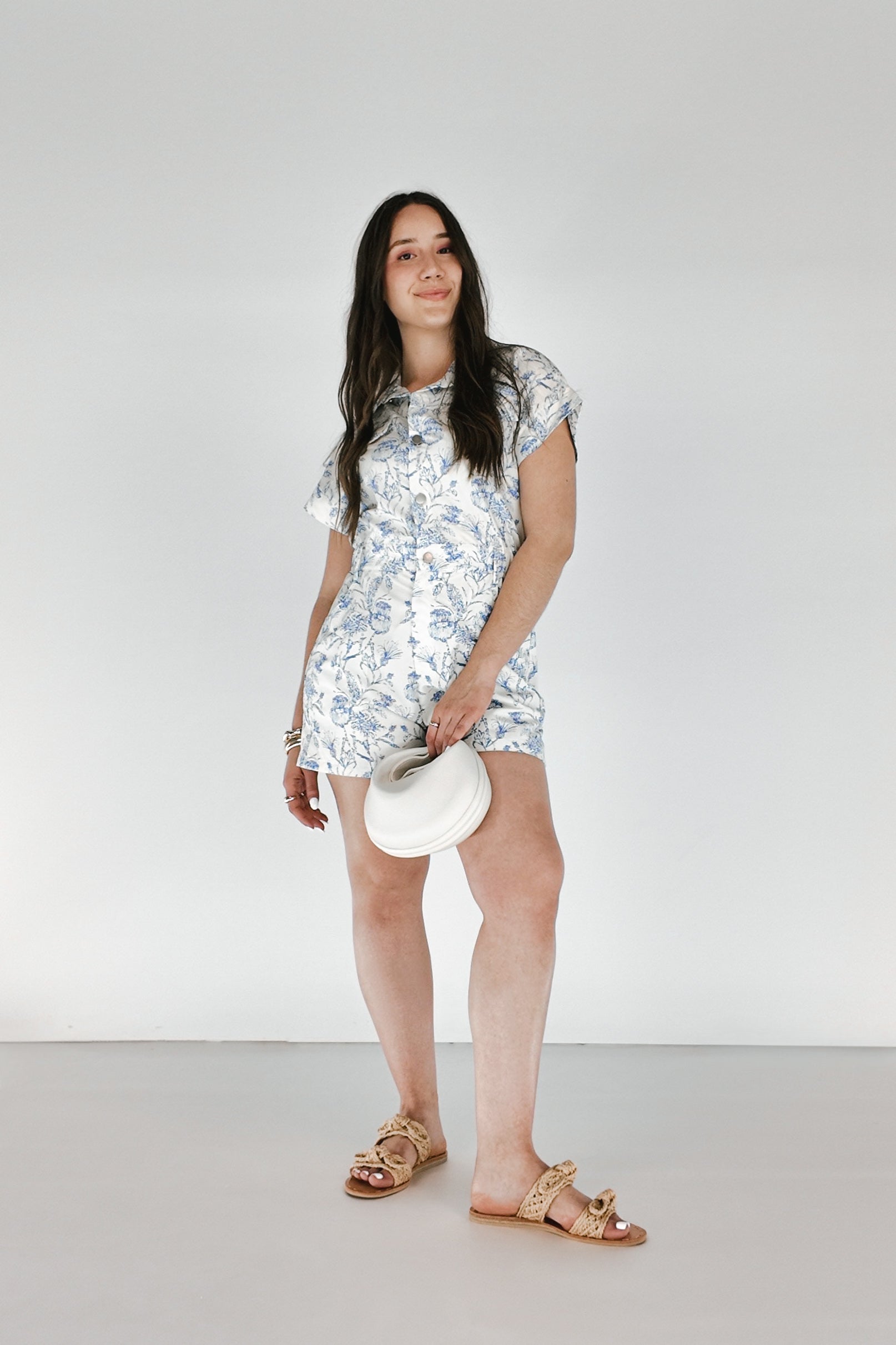 The Tropics Button-Front Romper | Floral