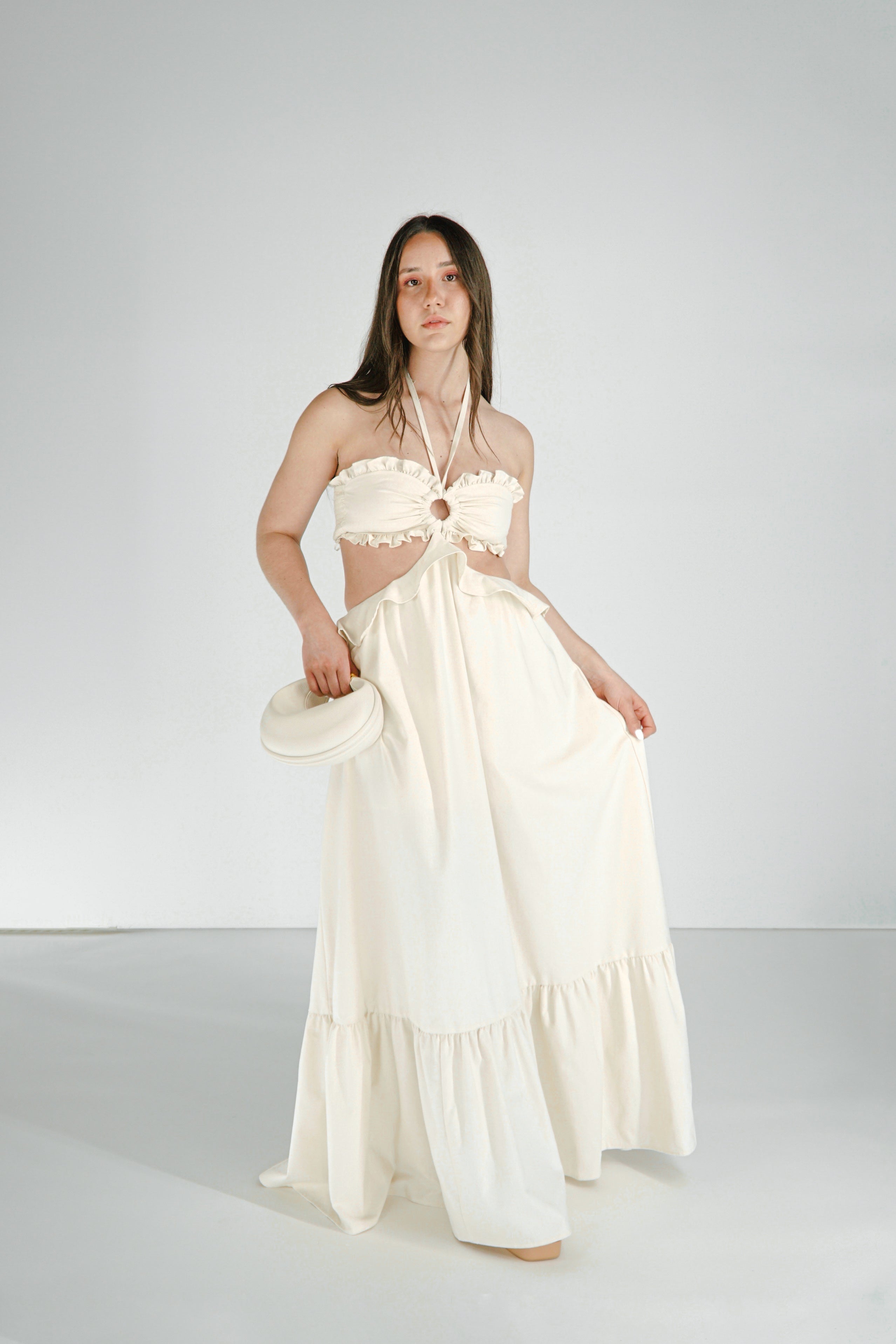 Summer Glow Flowy Maxi Linen Dress | Ivory