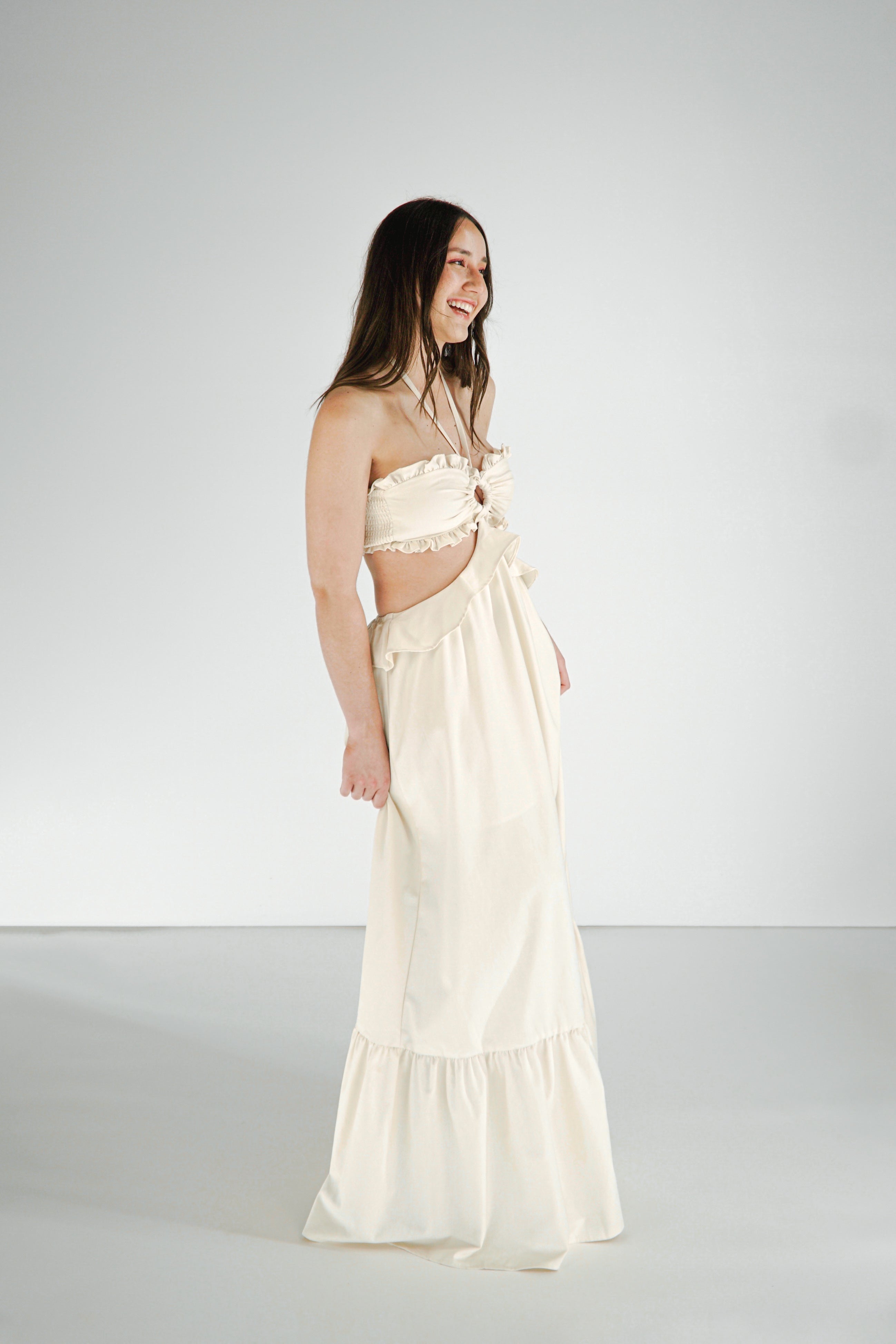 Summer Glow Flowy Maxi Linen Dress | Ivory